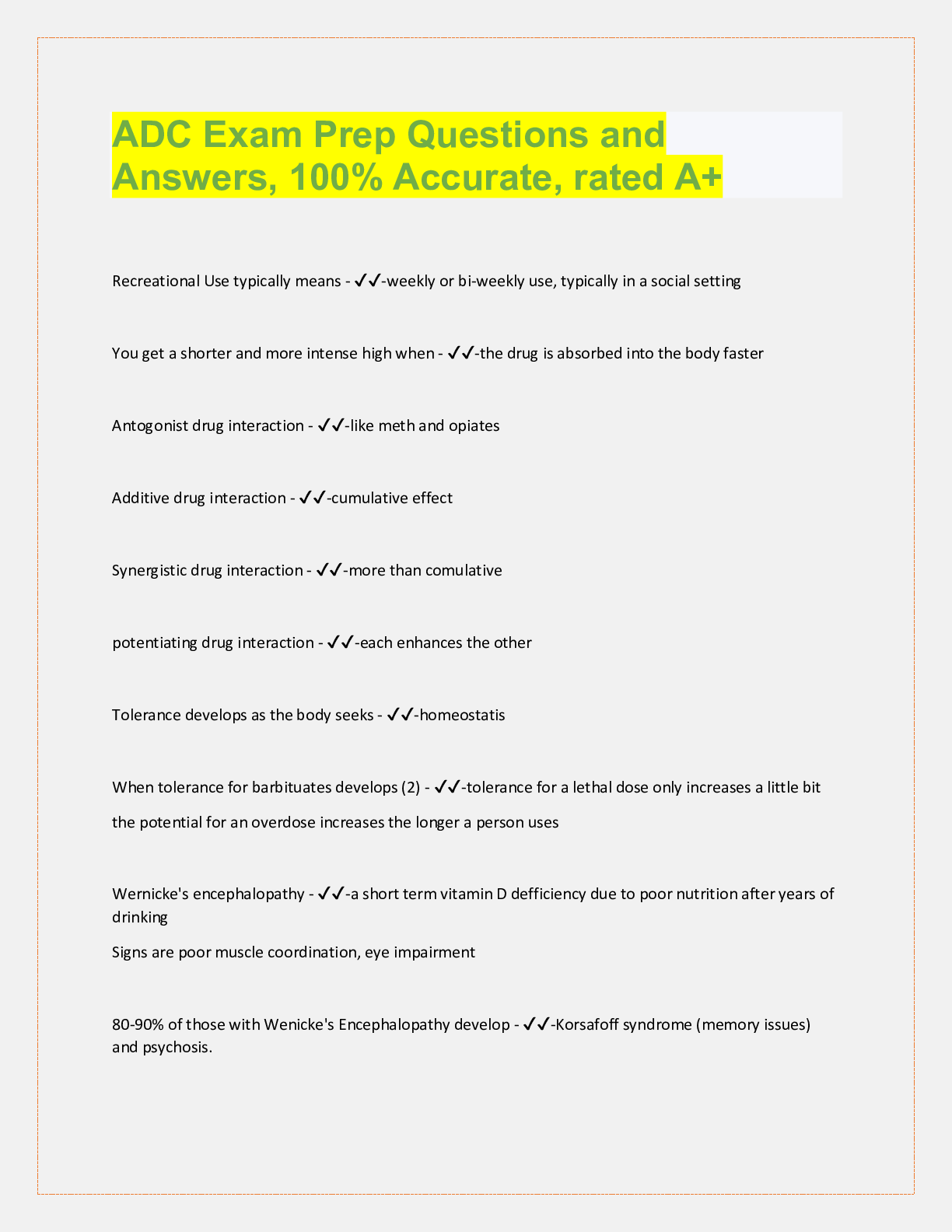 Preview image for ADC Exam Prep Questions and  Answers, 100% Accurate, rated A+